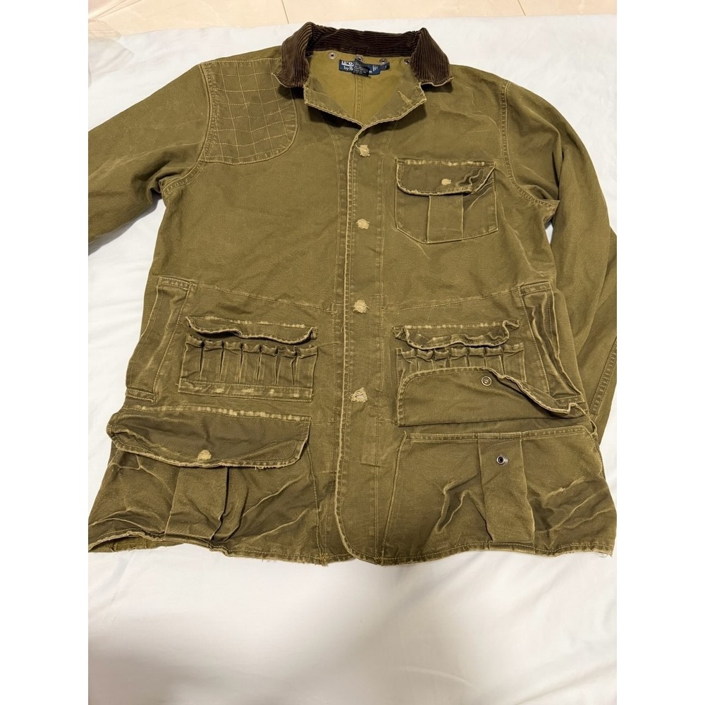 Polo Ralph Lauren Vintage Cotton Canvas Hunting Shooting Jacket Sz L AS IS